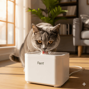 fern automatic pet water fountain – quiet circulating drinking dispenser for cats & dogs