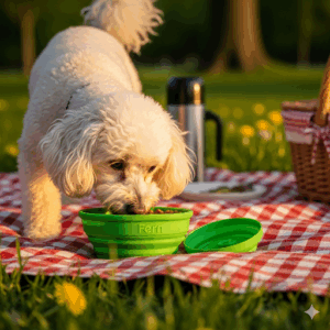 fern collapsible pet travel bowl – lightweight silicone feeding dish
