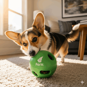 fern interactive treat dispensing ball – durable puzzle toy for dogs & cats